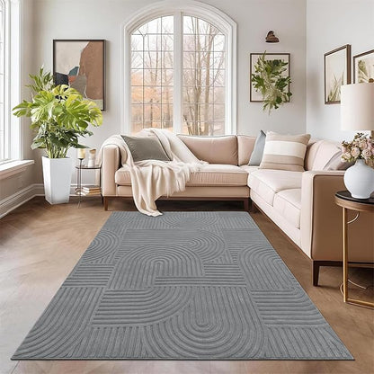 Pauwer 5x7 Washable Area Rugs for Living Room Modern Grey Solid Color Soft Fluffy Rugs for Bedroom Non Slip Boho Accent Indoor Mat Floor Carpet Cover for Kids Room Dining Room Kitchen Office