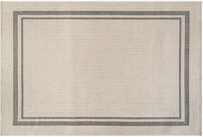 Beverly Rug Easy Jute Bordered Entry Rug 2x3 Washable Durable Indoor Outdoor Area Rugs for Living Dining Room Patio Office Stain Resistant Non Shedding Casual Indoor Outside Carpet 2 x 3 Off-White