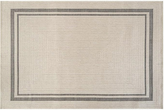 Beverly Rug Easy Jute Bordered Entry Rug 2x3 Washable Durable Indoor Outdoor Area Rugs for Living Dining Room Patio Office Stain Resistant Non Shedding Casual Indoor Outside Carpet 2 x 3 Off-White