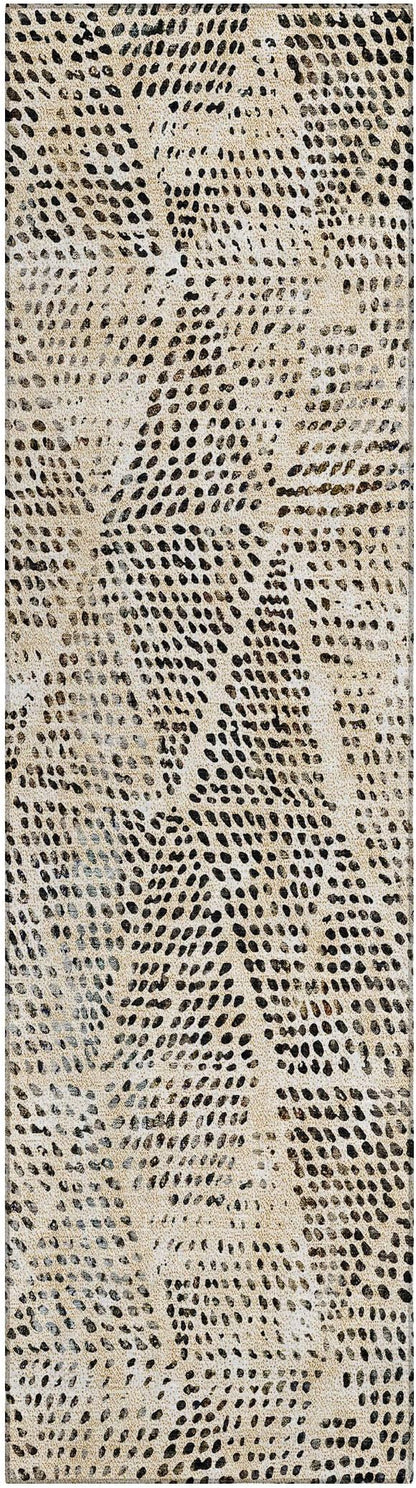 Addison Rugs Chantille ACN591 Beige 2'3" x 7'6" Indoor Outdoor Hallway Runner Rug, Stain Resistant Washable Kitchen Area Carpet for Bathroom, Laundry and Bedroom Rug