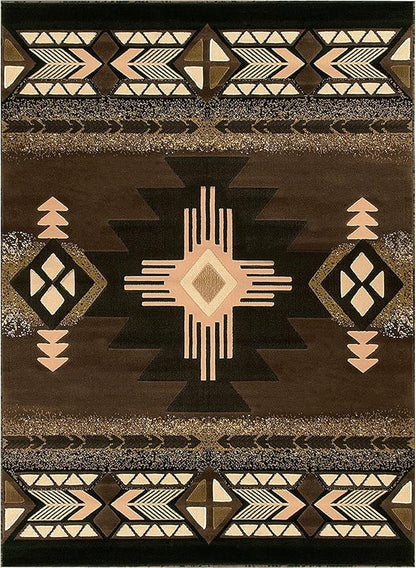 YHSF South West Native American Area Rug C318 - Easy Clean, Thick, Soft, Durable Native Tribal American Indian Inspired Rug for Bedroom/Living Room and More - Chocolate Brown, 5 ft 11 in x 8 ft 6 in