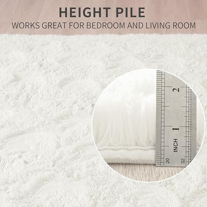 Beglad Fluffy Large Area Rugs 6x9 Feet, Modern Minimalist Style Shag Fuzzy Rugs, Non-Slip Indoor Carpet Soft Rugs for Kids Room, Bedroom & Living Room, Cream White