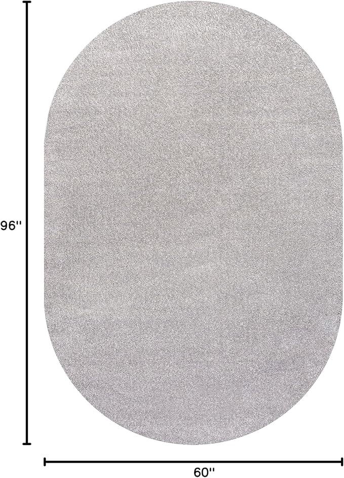 Eyely UES100K-5OV Supersoft Haze Solid Low-Pile Indoor Area Rug, Coastal, Bohemian, Minimalist, Classic, Casual for Bedroom,Kitchen,Living Room,Non Shedding,Easy-Washing, Gray, 5 X 8 Oval