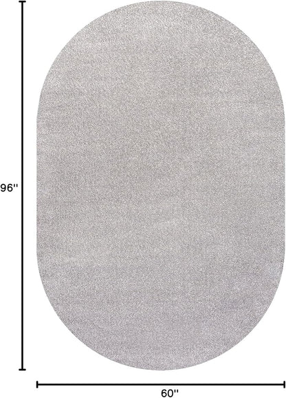 Eyely UES100K-5OV Supersoft Haze Solid Low-Pile Indoor Area Rug, Coastal, Bohemian, Minimalist, Classic, Casual for Bedroom,Kitchen,Living Room,Non Shedding,Easy-Washing, Gray, 5 X 8 Oval