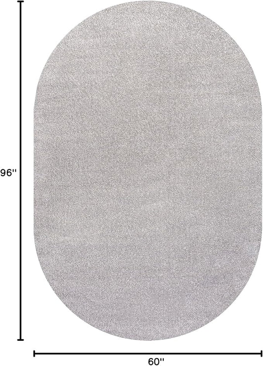 Eyely UES100K-5OV Supersoft Haze Solid Low-Pile Indoor Area Rug, Coastal, Bohemian, Minimalist, Classic, Casual for Bedroom,Kitchen,Living Room,Non Shedding,Easy-Washing, Gray, 5 X 8 Oval
