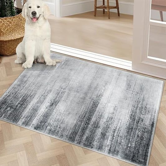 COMSLE Door Mat Soft Absorbent Indoor Front Entryway Rug Machine Washable Entrance Mats for Muddy Paws Non Slip Throw Rugs 24" x 48" Doormat for Inside Foyer Bedroom - Gray
