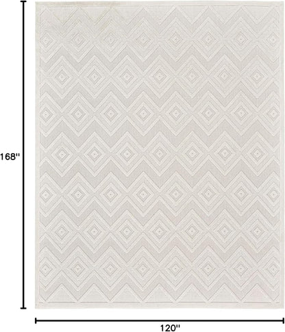 Nourison Home Versatile Ivory White 10' x 14' Area Rug - Easy Clean, Non Shedding, Bed Room, Living Room, Dining Room, Kitchen (10' x 14')