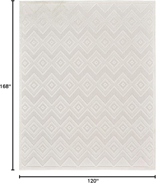 Nourison Home Versatile Ivory White 10' x 14' Area Rug - Easy Clean, Non Shedding, Bed Room, Living Room, Dining Room, Kitchen (10' x 14')