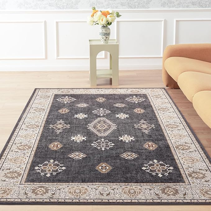 ILANGO Area Rugs 3'x5' Non Slip for Entry Indoor Vintage Washable Rugs for Laundry Entryway Hallway Ultra-Thin Low-plie Floor Carpet for Bedroom Living Room Kitchen