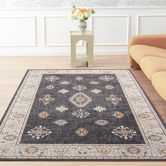 ILANGO Area Rugs 3'x5' Non Slip for Entry Indoor Vintage Washable Rugs for Laundry Entryway Hallway Ultra-Thin Low-plie Floor Carpet for Bedroom Living Room Kitchen