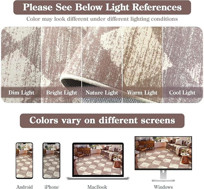 Lahome Machine Washable Long Bathroom Rugs Runner, 2x5 Non Slip Entryway Rugs Indoor Kitchen Runner Rug, Moroccan Trellis Non Skid Laundry Room Carpet Runners for Bedside Entrance Living Room, Beige