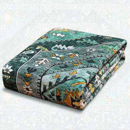 SERISSA Washable 8x10 Area Rugs Teal, Large Non-Slip Boho Living Room Rug, Ultra Soft Print Distressed Vintage Oriental Tribal Farmhouse Carpet for Dining Room Bedroom Dorm Office Home Decor