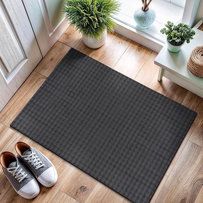 CAMILSON Modern Dark Gray Non Slip Door Mat Rug 2x3 Ultra Soft High Pile Entryway Rugs Non Skid Rubber Backing Durable & Easy to Clean Carpet for Kitchen Bathroom Indoor Use (2 x 3 Dark Gray)