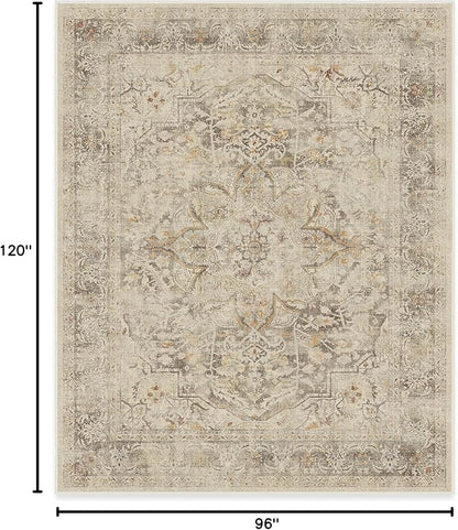 RUGGABLE Washable Vintage Area Rug – Sarrah Hazel 8x10, Stain-Resistant, Non-Slip – Large Machine Washable Rugs for Living Room, Bedroom, Hallway, Entryway & Office–with Standard Pad