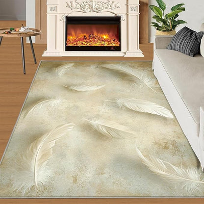 3x4 Feathers Rugs for Entryway - Minimalist Feathers Kids Bedroom Rug, Natural Still Life Mudroom Rug Soft for Coffee Shop Living Room Under Table Game Room