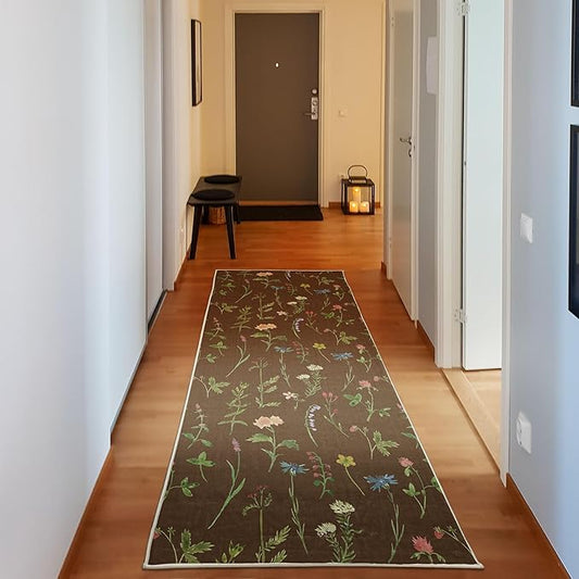 Ambesonne Floral Decorative Rug, Spring Season Themed Watercolors Painting of Herbs Flowers Botany Garden Art, Quality Carpet for Bedroom Dorm and Living Room, 2' 5" x 7' 5", Lime Green