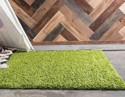 Unique Loom Solid Shag Collection Area Rug (9' x 12' Rectangle, Grass Green)