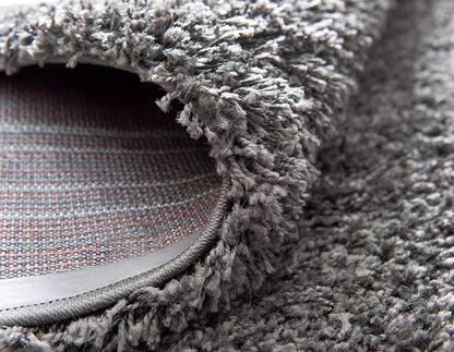 Unique Loom Solid Shag Collection Area Rug (10' 2" Round, Graphite Gray)