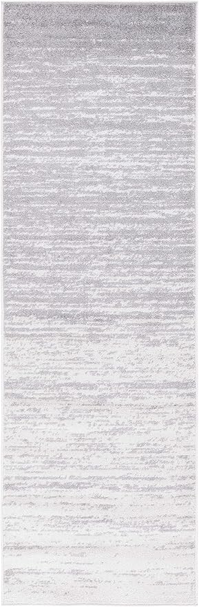 SAFAVIEH Adirondack Collection Runner Rug - 2'6" x 16', Ivory & Silver, Modern Ombre Design, Non Shedding & Easy to Clean, Ideal for Hallway, Foyer, Kitchen, Entryway, Bedroom (ADR113B)
