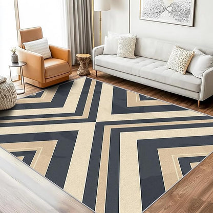 Modern Geometric Rug, Washable 3x4 Rug for Living Room, Herringbone Chevron Patterned Indoor Carpet, Modern Geometric Decor for Home, Bedroom, Soft Non Slip Thin Design FER73