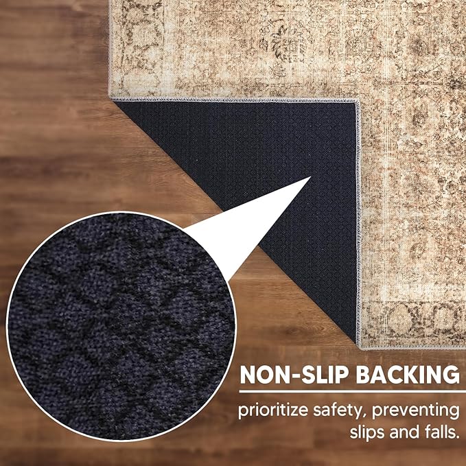 Keen Home Design 2x10 Rug - Machine Washable Runner Rug with Non-Slip Backing, Ideal for Hallway, Entryway, Kitchen, Laundry Room - Vintage, Easy Clean, Durable, Low Pile - (2'6" x 10')