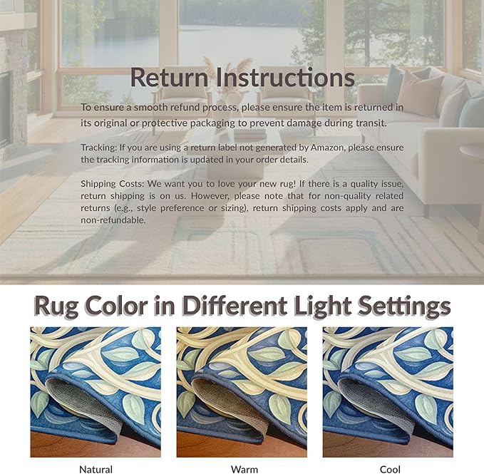 Flatwoven High Traffic Area Rug 6x9, Eclectic Funky Ink Wash Design Abstract Area in Multi Tone, Non Slip, Stain Resistant, Washable Area Rugs for Living Room, Bedroom (Blue, 6x9)