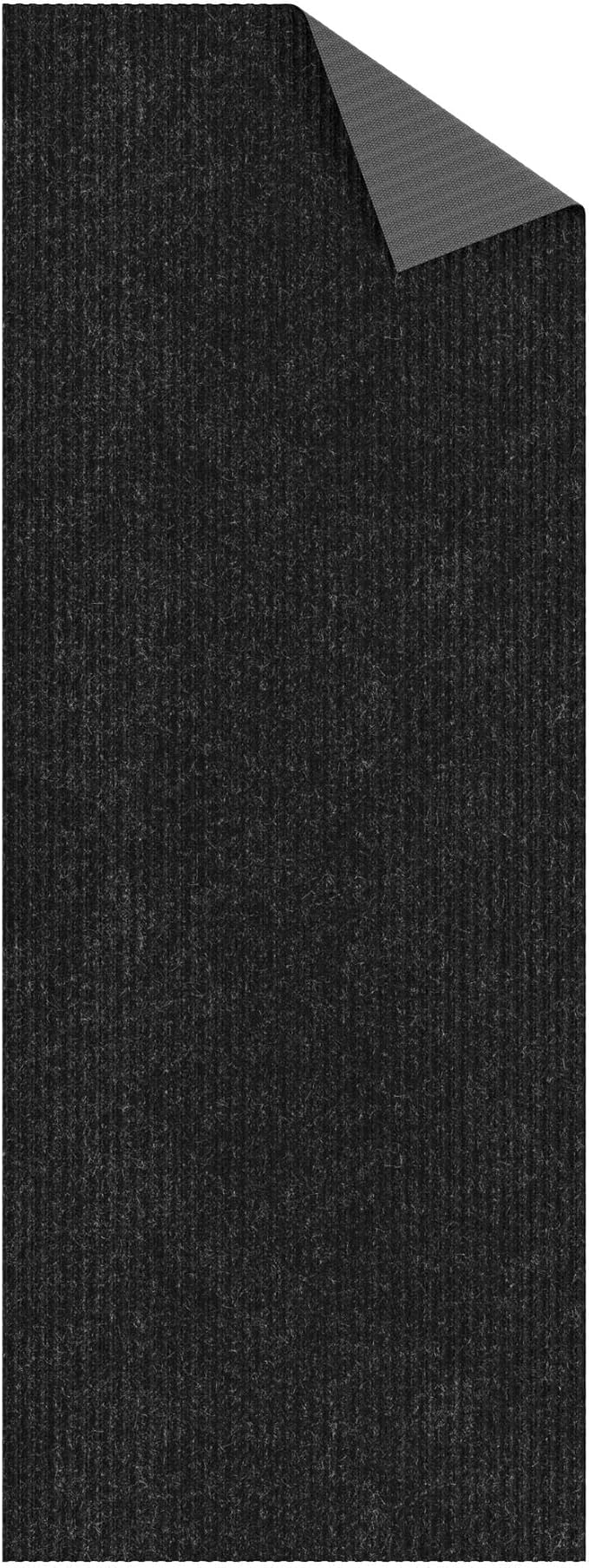 Ottomanson 2' x 41' Hallway Runner with Scraper Pile Extra Durable Non-Slip Rug Mat for Indoor & Outdoor Use - Ideal for Kitchen, Entryway, Patio & Garage - High-Traffic Carpet, Black