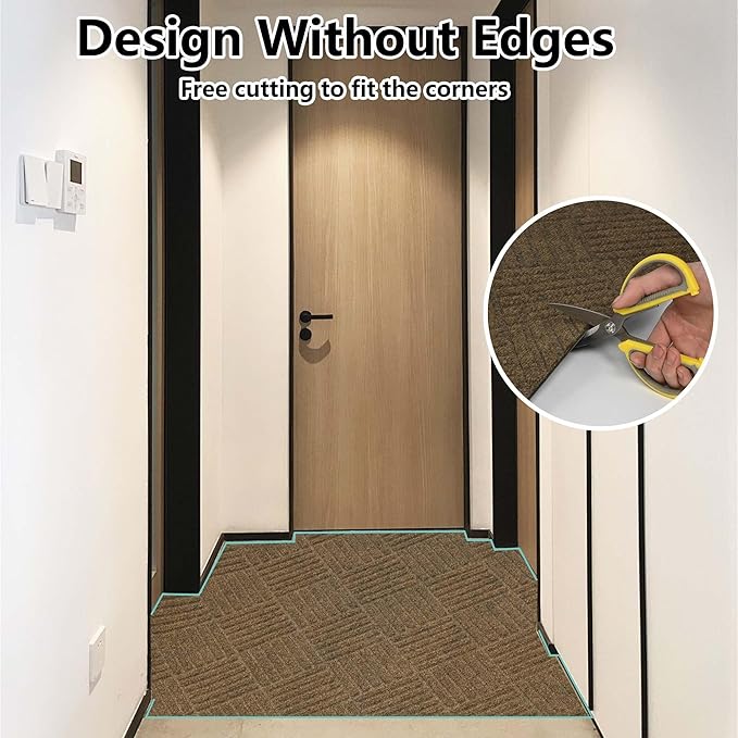 jxgzyy Runner Rug 2'11" x 9'10", Commercial Front Door Mat, Heavy Duty Indoor Outdoor Doormat, Outdoor Mats for Entrance, Non-Slip Entry Mat for High Traffic Area
