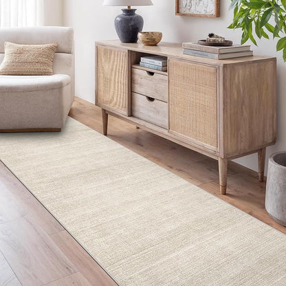 Art&Tuft Non-Slip Runner Rug - 2.5x12 Runner Rug Washable Low-Pile Rugs Runners, Soft Distressed Carpet Runner for Bedroom Bathroom Kitchen Laundry Living Room, Beige