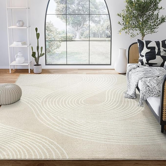 Abani Nuevo Collection Area Rug - Transitional Beige/Cream Design -2' x 3' - Easy to Clean - Durable for Kids and Pets - Non-Shedding - Medium Pile - Soft Feel - for Living Room, Bedroom & Office