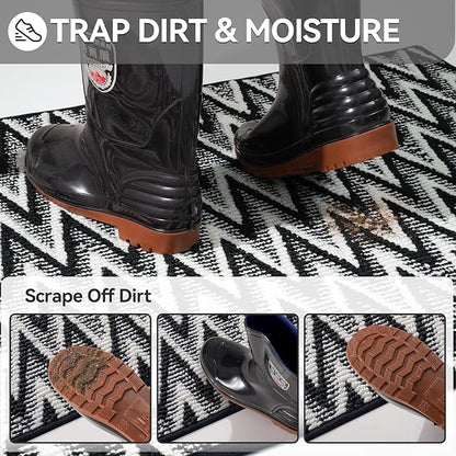 Indoor Door Mat 31x47, Dirt Resistant & Absorbent Doormat for Entryway Inside, Non-Slip Rubber Backing Front Door Mat Indoor Entrance, Low-Profile, Washable, Black