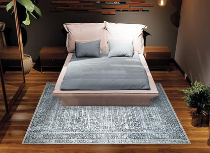 Bloom Rugs Caria Washable Non-Slip 3x5 Rug - Ivory/Black Geometric Area Rug for Living Room, Bedroom, Dining Room, and Kitchen - Exact Size: 3' x 5'