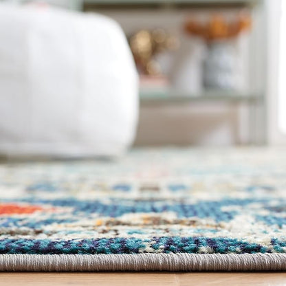 SAFAVIEH Madison Collection Runner Rug - 2' x 8', Navy & Beige, Boho Diamond Distressed Design, Non-Shedding & Easy Care, Ideal for High Traffic Areas in Living Room, Bedroom (MAD418M)