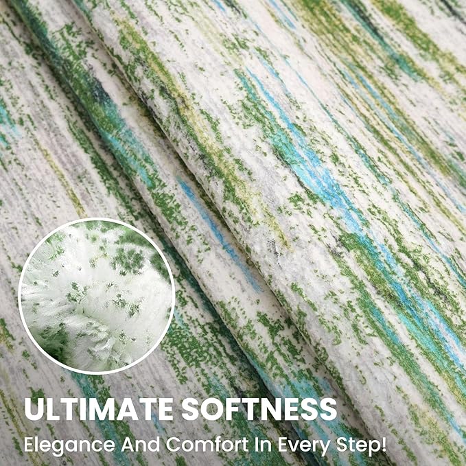 5x7 Modern Abstract Area Rug for Bedroom, Green Grey Multi Large Green Grey Multi Super Soft Washable Rug, Non-Slip Non-Shedding Rugs for Living Room, Indoor Door Mat for Nursery Home Décor