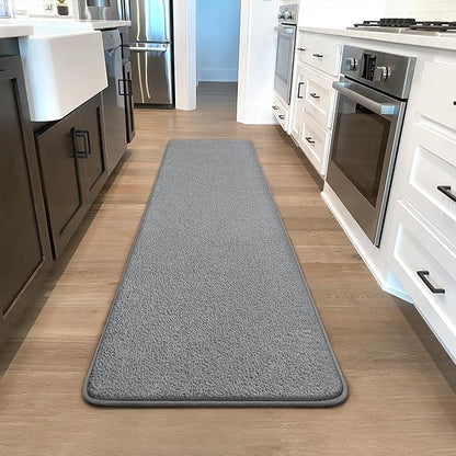 Modern Hallway Runner Rug, 2x6 Rug Runners for Kitchen, Grey Washable Long Runner Rugs for Hallways, Soft Indoor Carpet for Bedroom Bedside, Non-Slip Memory Foam Rugs for Entrance Living Room Décor