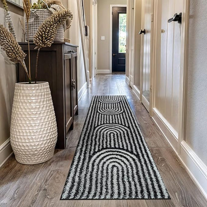 Rugshop Abstract Arch Shag Runner Rug Anthracite Dark Gray 2' 3" x 12' Great for Long Hallways, Open Entryways, or Galley Kitchens