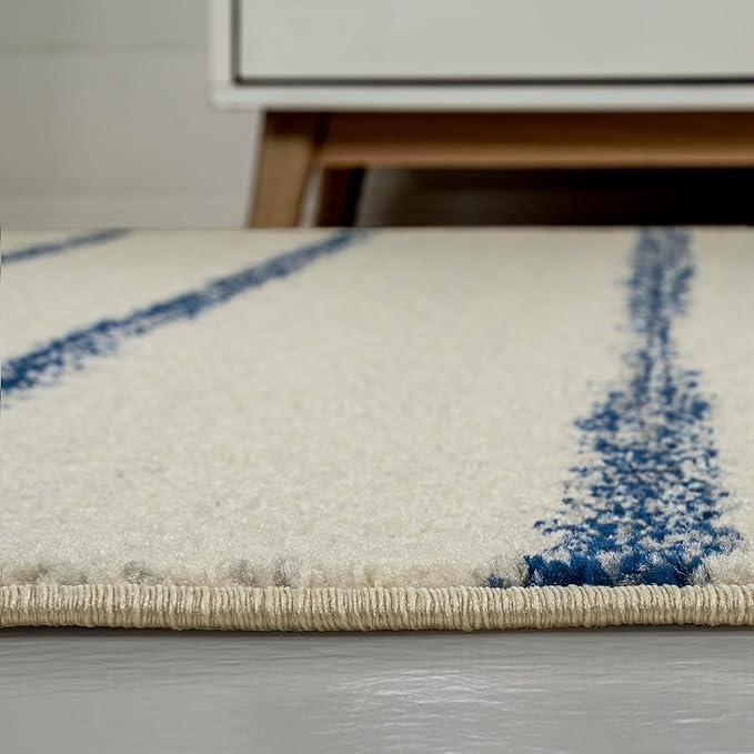 JONATHAN Y Williamsburg Minimalist Stripe Cream/Navy Indoor Area Rug, 5x8, Contemporary, Modern, Easy-Cleaning for Living Room, Bedroom, Kitchen, Pet Friendly, Non-Shedding (MOH201E-5)