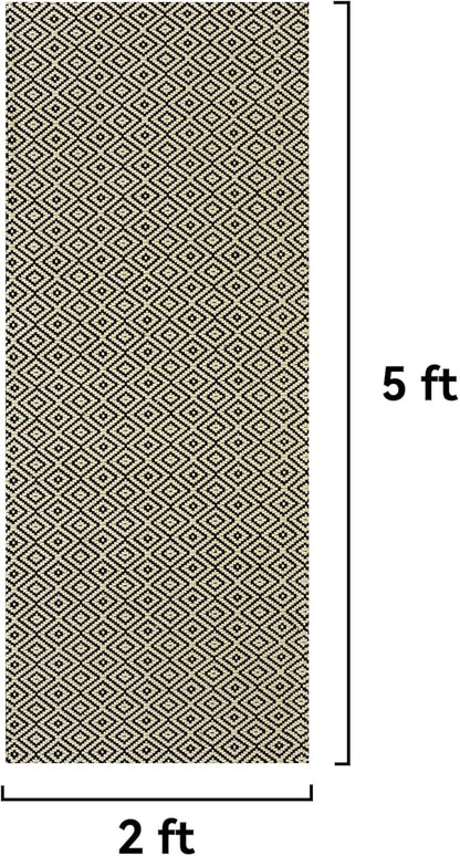 Hallway Runner Rug 2x5, Washable Kitchen Runners Non Slip, Ultra Thin Entryway Floor Mat Fit Under Door, Soft Low Pile Cotton Boho Carpet for Laundry Outdoor Bedroom