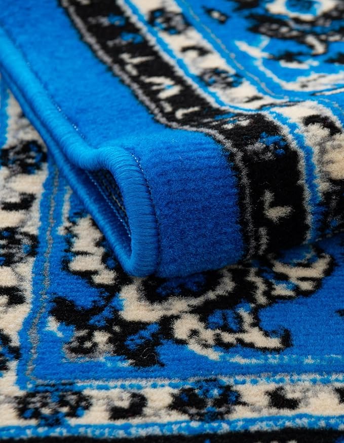 Unique Loom Sialk Hill Collection Area Rug - Washington (2' 2" x 8' 2" Runner Dark Blue/Black)