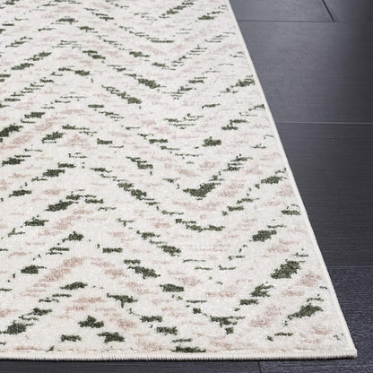 SAFAVIEH Adirondack Collection Runner Rug - 2'6" x 8', Ivory & Green, Geometric Design, Ideal for High Traffic Areas in Entryway, Kitchen & Bathroom (ADR104X-28)