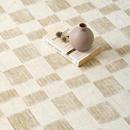 EVERGRACE Checkered Plaid Area Rug 2x6, Soft Faux Wool Rugs Washable Anti Slip Rugs Long Runner Rug Carpet for Entryway Bedroom Living Room Hallway Kitchen Dining Room and Laundry Room, Beige