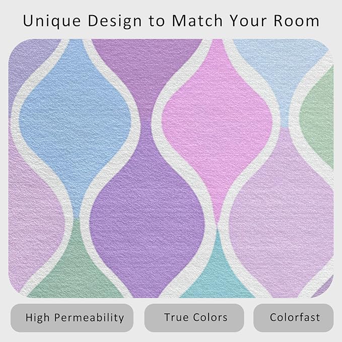 Washable 6x8 Abstract Wave Rug Living Room, Modern Geometric Colorful Design Area Rugs for Bedroom, Abstract Wave Home Decor Carpet, Low Pile, Non Slip, Kids & Pet Friendly (N4171)