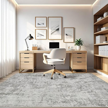 8x10 Area Rugs Living Room: Washable Large Abstract Neutral Modern Soft Rugs Stain Resistant Indoor Floor Non-Slip Accent Carpet for Bedroom Nursery Playroom Office Dining Room Home Decor- Greige