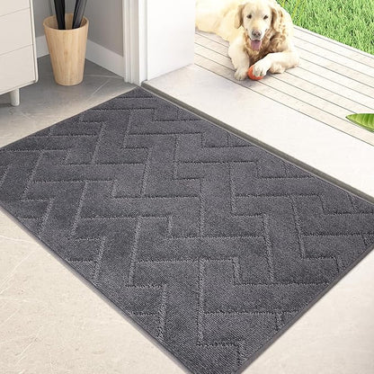 PURRUGS Dirt Trapping Door Mat 24" x 35.5", Non-Slip Machine Washable Entry Rug, Shoe Scraper, Dog Doormat, Super Absorbent Welcome Mat for Front & Back Door, Muddy Wet Shoes & Paws