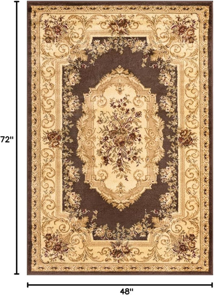 Rugs.com Chateau Collection Rug – 4' x 6' Brown Medium Rug Perfect for Entryways, Kitchens, Breakfast Nooks, Accent Pieces