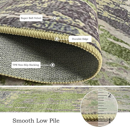 Toneed Abstract Area Rug Modern Washable Rug Soft Non Slip Rug Low Pile for Bedroom Living Room Dining Room Green 6x9 Feet