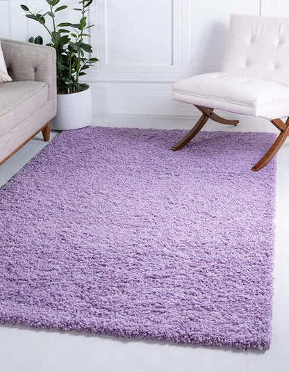 Unique Loom Solid Shag Collection Area Rug (5' 1" x 8' Rectangle Lilac)