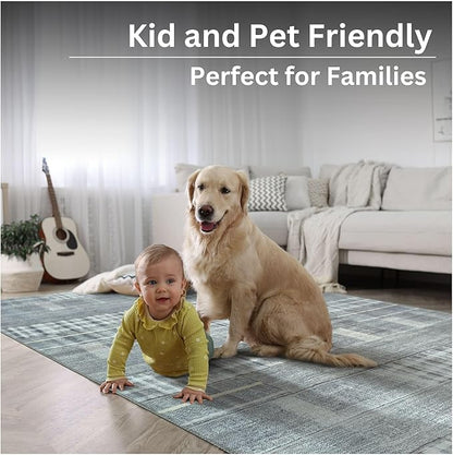 Bloom Rugs Washable Non-Slip 3' x 5' Rug - Gray Striped Area Rug for Living Room, Bedroom, Dining Room, and Kitchen - Exact Size: 3' x 5'