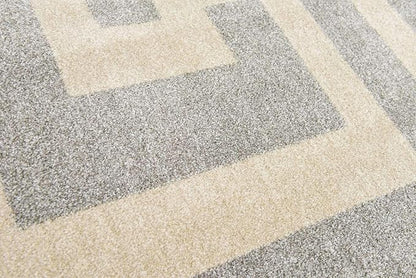 Unique Loom Athens Collection Classic Geometric Modern Border Design Area Rug (8' 0 x 8' 0 Square, Gray/ Beige)