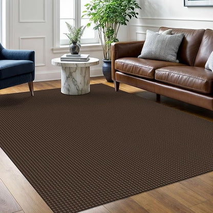 Braided Area Rug 5x7 Ft Washable Rugs for Living Room Non Slip Bedroom Rugs Boho Dining Room Rug Cotton Living Room Woven Floor Carpet for Nursery Playroom, Brown